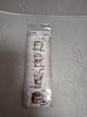 💥 Tim Holtz Stampers Anonymous Mini Blueprints Fresh Brewed 3" X 10" Stamps B4